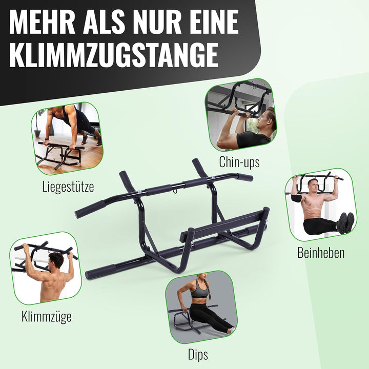 Klimmzugstange für Türrahmen, Ohne Bohren, 4 Griffmölichkeiten, Pull-up Bar für Türen von 60-90 cm m
