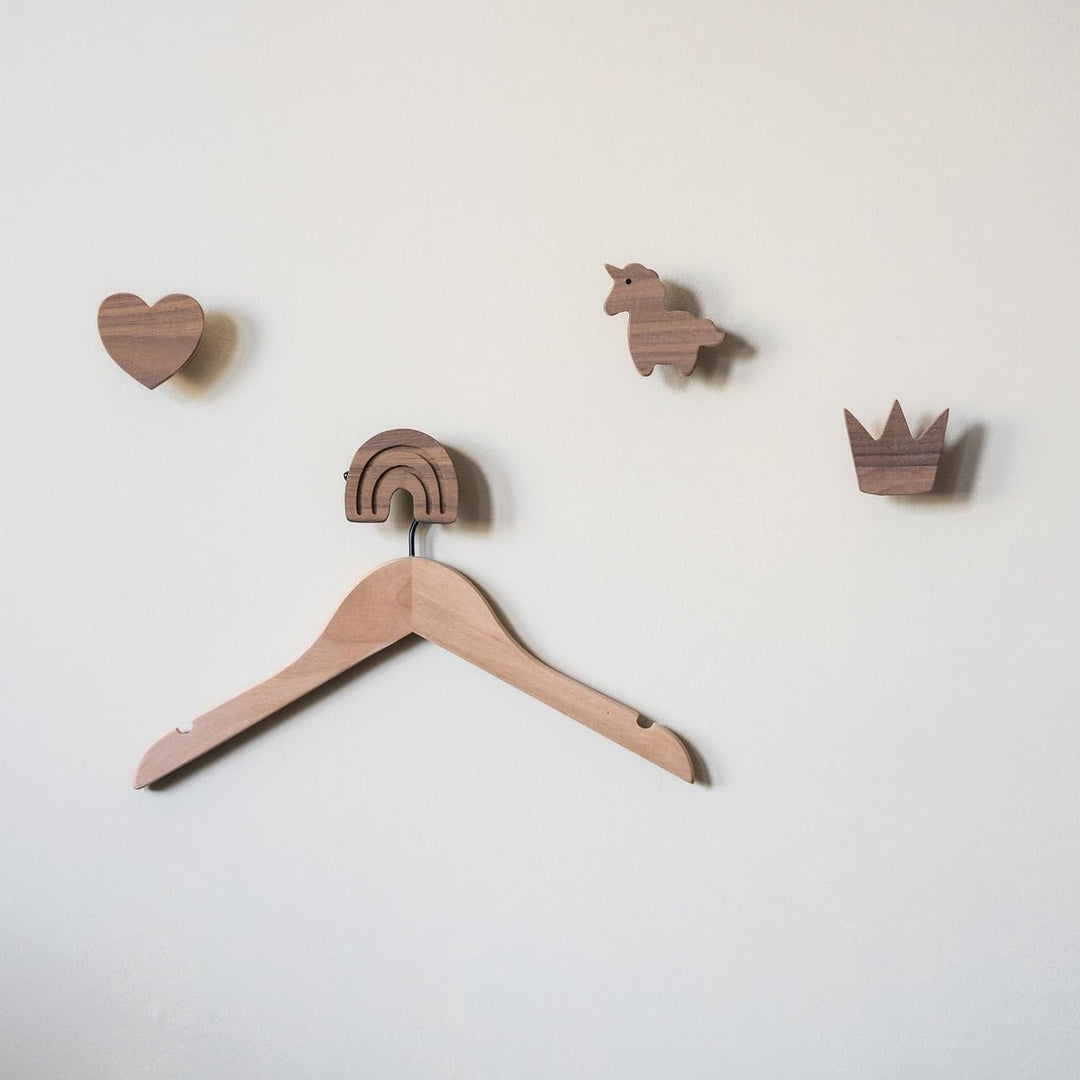 PLT Wandhaken für Kinder aus Holz, Kinder, Kinderzimmer, Regenbogen, Krone, Herz, Einhorn, Deko, Wal