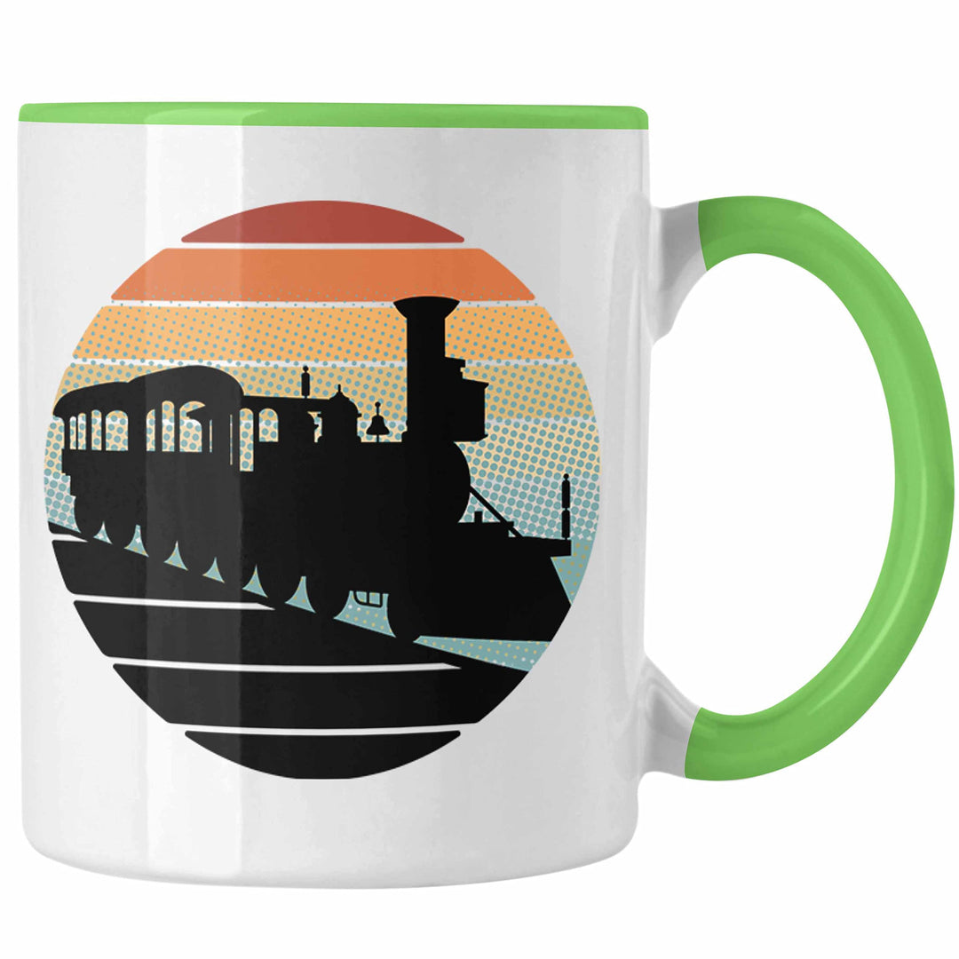 Trendation - Lustige Eisenbahn Tasse für Eisenbahner Geschenk Vintage Grafik (Grün), Grün