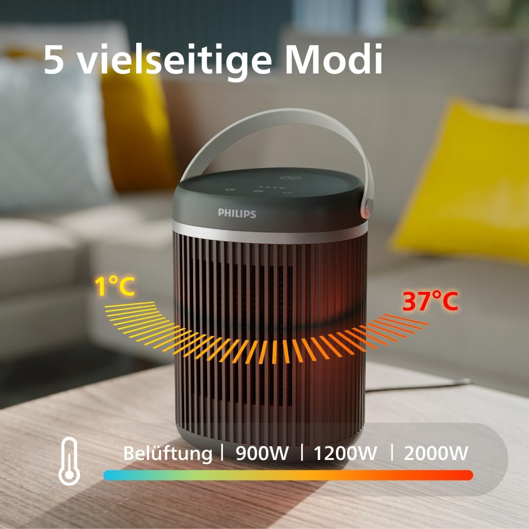 Philips 3000 Series Energy Efficient Connected Fan Heater 2000W, bis zu 50% Energieeinsparung mit Ec