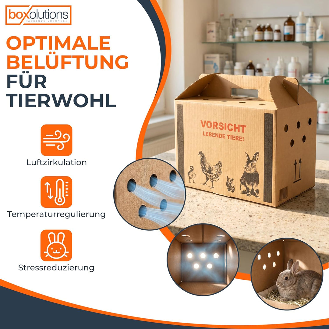 Transportkarton für Tiere Tiertransportkarton für Kleintiere - Geflügeltransportkiste - Hasen Transp