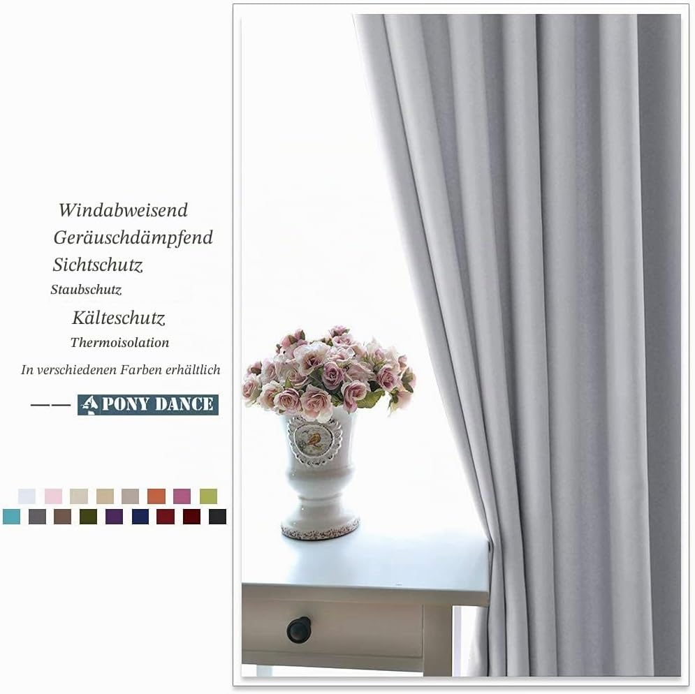 PONY DANCE Kinderzimmer Gardinen H 200 x B 140 cm - Schlaufengardinen Wohnzimmer Modern Thermovorhan