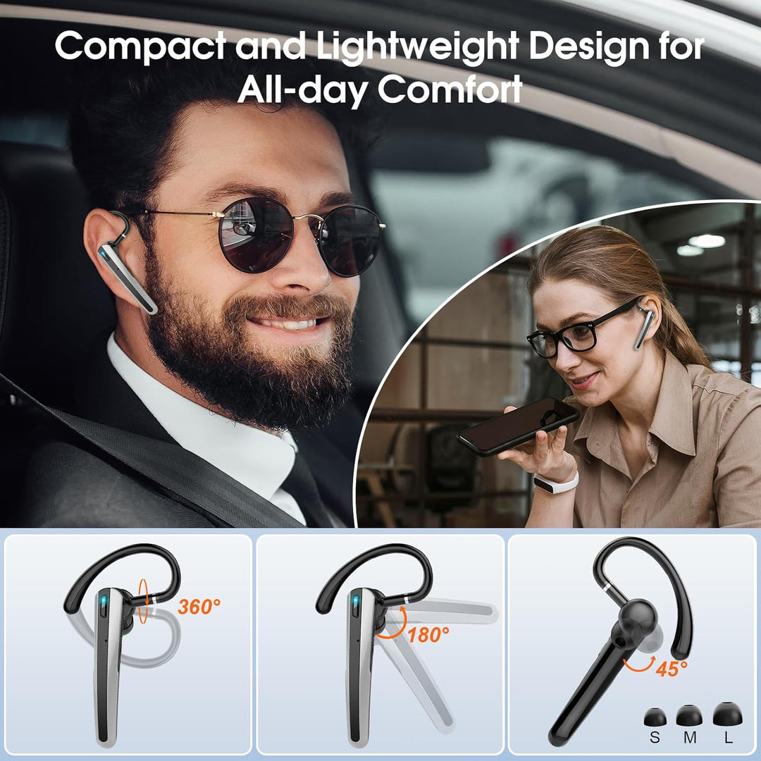 V5.3 Bluetooth Headset, Headset Kabellos Freisprech mit ENC Dual Geräuschunterdrückung Mic, 120 Std