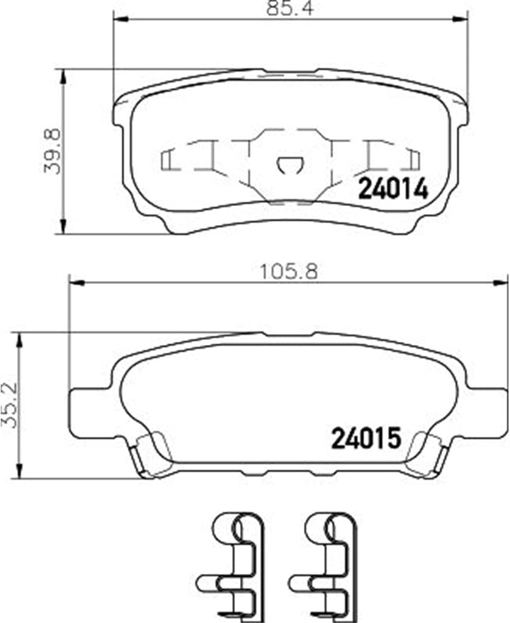 HELLA PAGID 8DB 355 010-811 Bremsbelagsatz - T1395 - Dicke/Stärke: 15.4mm - Bremssystem: Akebono - m
