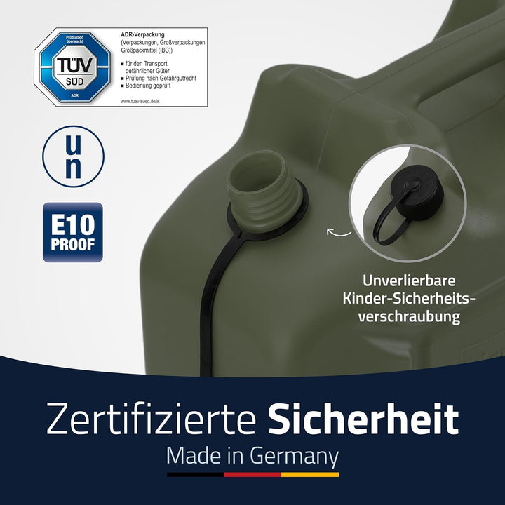 hünersdorff 802010 Kraftstoff-Kanister Profi 20L für Benzin, Diesel und andere Gefahrgüter, UN-Zulas