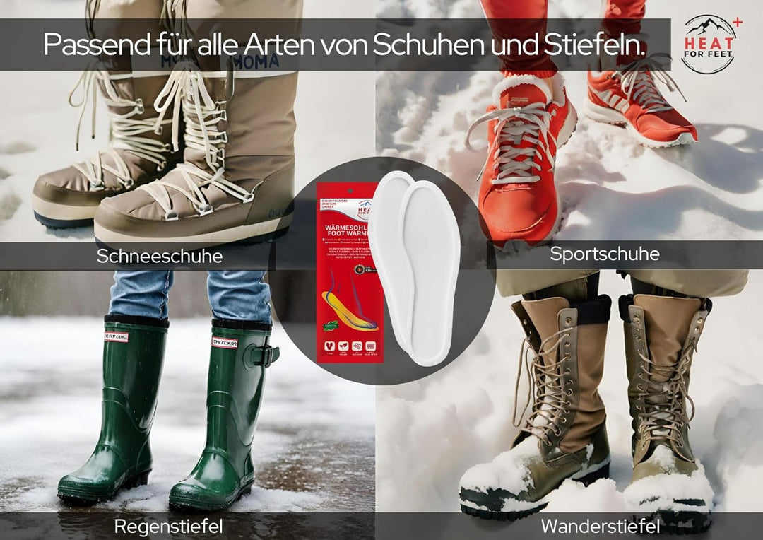 HEAT FOR FEET - Wärmesohlen für Schuhe - 30 Paar - Sofort wärmende & Bequeme Einlegesohlen, bis zu 1