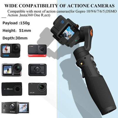 hohem iSteady Pro 4-Gimbal Stabilisator 3 Achsen kompatibel mit GoPro 12/11/10/9/8/7/6/5,für Osmo Ac