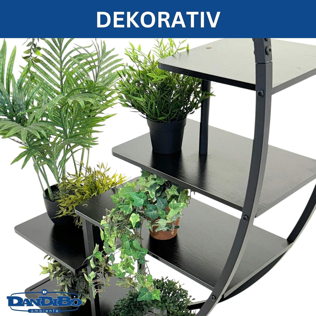 DanDiBo Blumenregal indoor 170 cm Hoch Metall Schwarz Halbrund 96585 Blumentreppe Gross Rund Pflanze