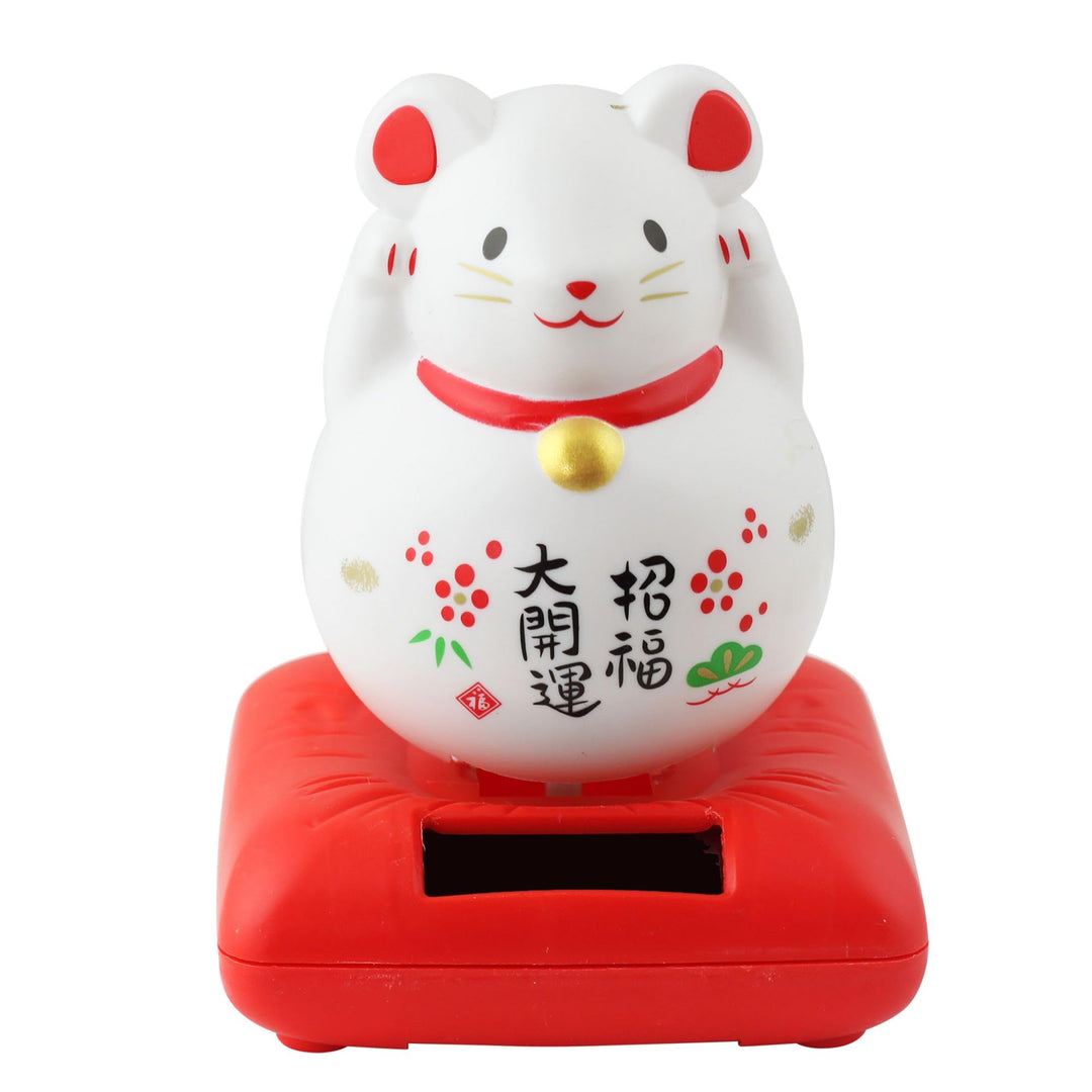 Freak Scene Glückskatze Maus - Maneki-Neko - Winkekatze - Solar - 10,5 cm - weiss