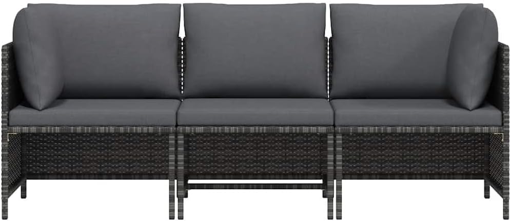vidaXL Gartensofa 3-Sitzer mit Kissen Ecksofa Mittelsofa Sofa Lounge Gartenset Gartenmöbel Garten Ga