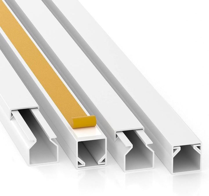 CILSON Kabelkanal 20 m | 20x 1 m Lang, 12x12 mm Breite x Höhe, Weiss, Selbstklebend, Wand- und Decke