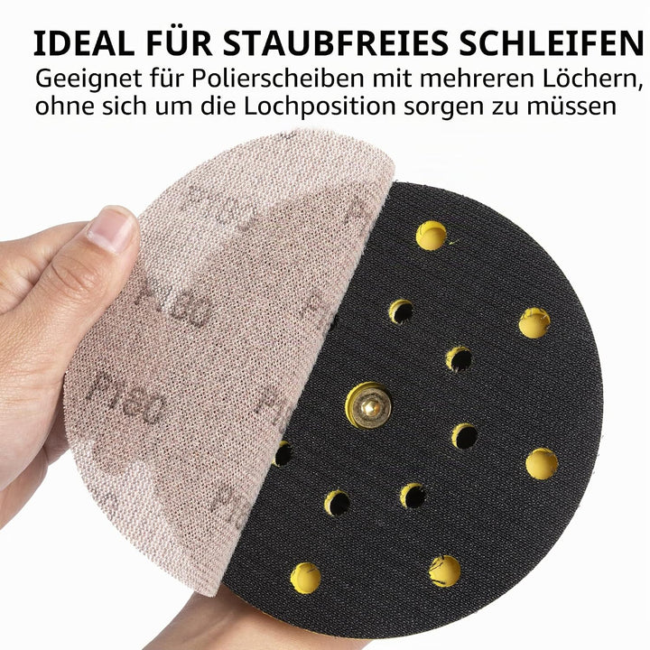 Schleifgitter 50 Stück 125mm Klett Körnung 180, Zum staubfreien Schleifen von Karosserie, Holz, Meta