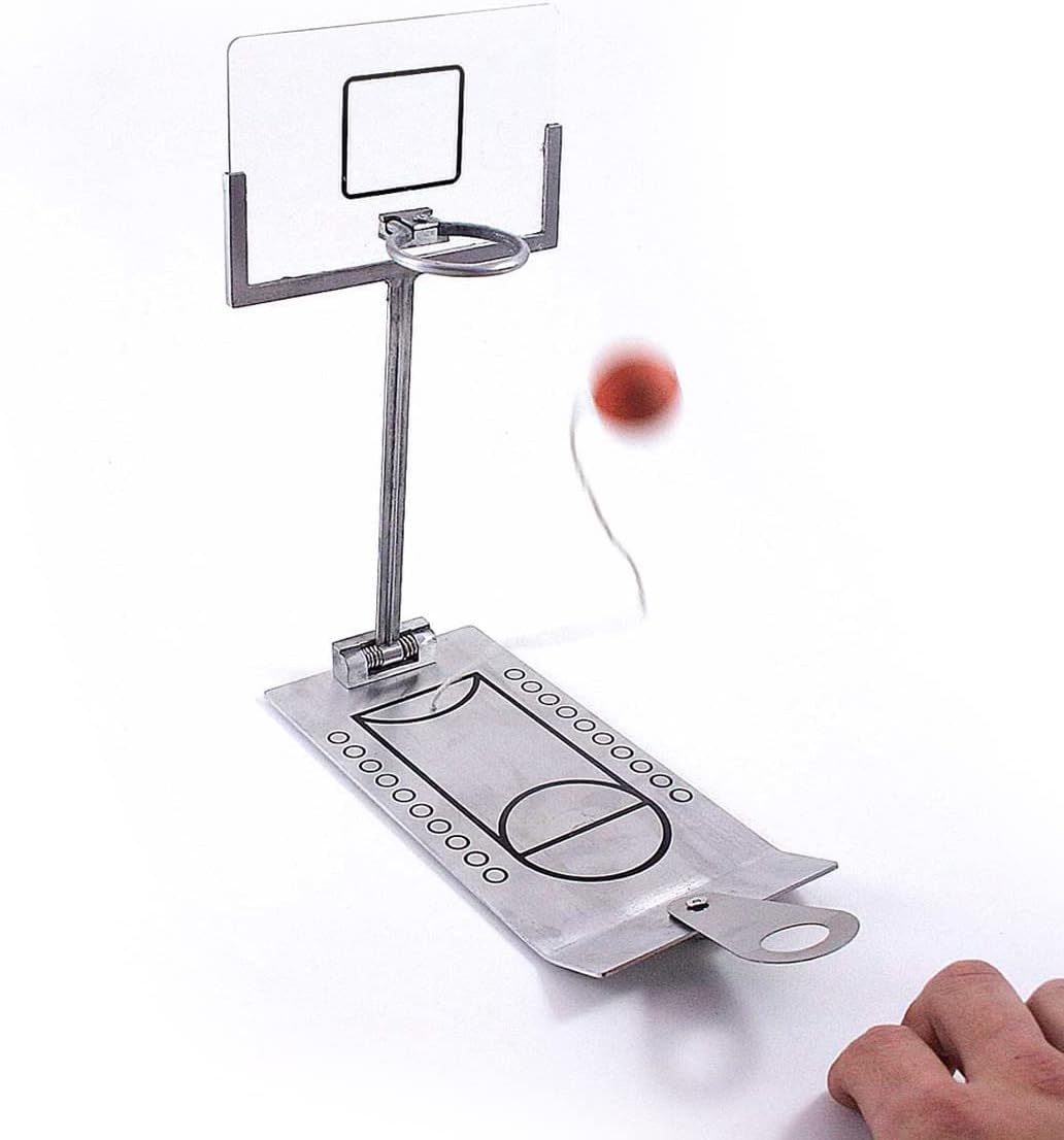 GOODS+GADGETS Mini Tisch Basketball aus Metall NBA Tischbasketball Fingerbasketball im Büro Basketba