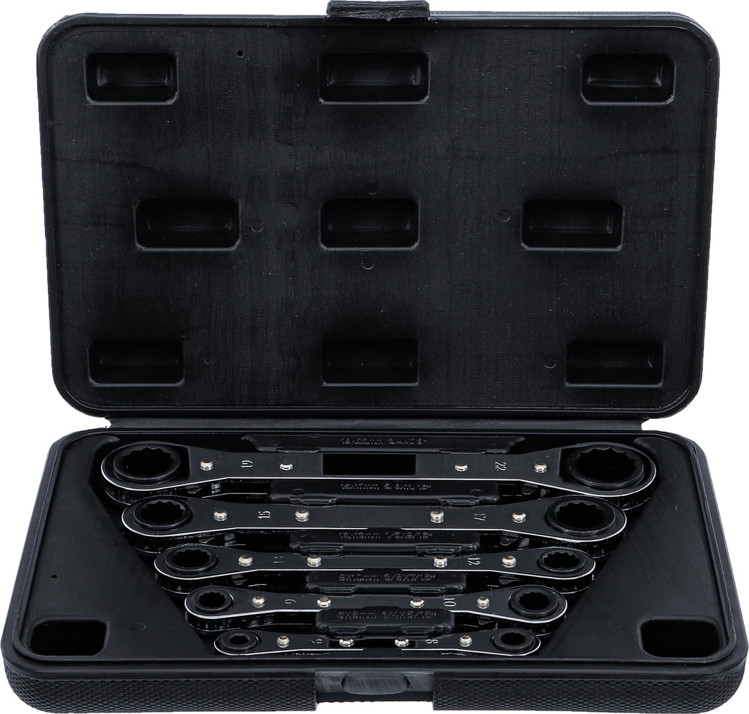BGS Diy 1450 | Ratschen-Ringschlüssel-Satz, gerade, umschaltbar | SW 6 x 8 - 19 x 22 mm | 5-tlg., SW
