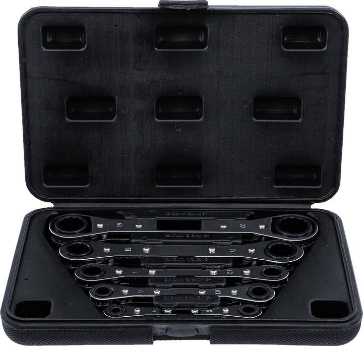 BGS Diy 1450 | Ratschen-Ringschlüssel-Satz, gerade, umschaltbar | SW 6 x 8 - 19 x 22 mm | 5-tlg., SW