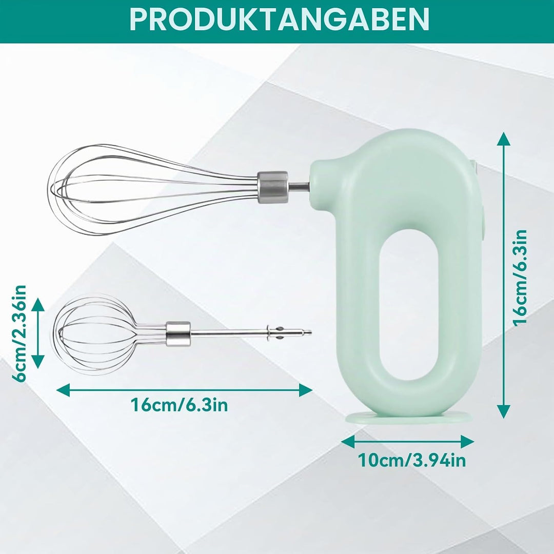 Elektrischer Handmixer Mit Edelstahl Schneebesen, Knet 1500mAh 4 Geschwindigkeit USB Handmixer Klein