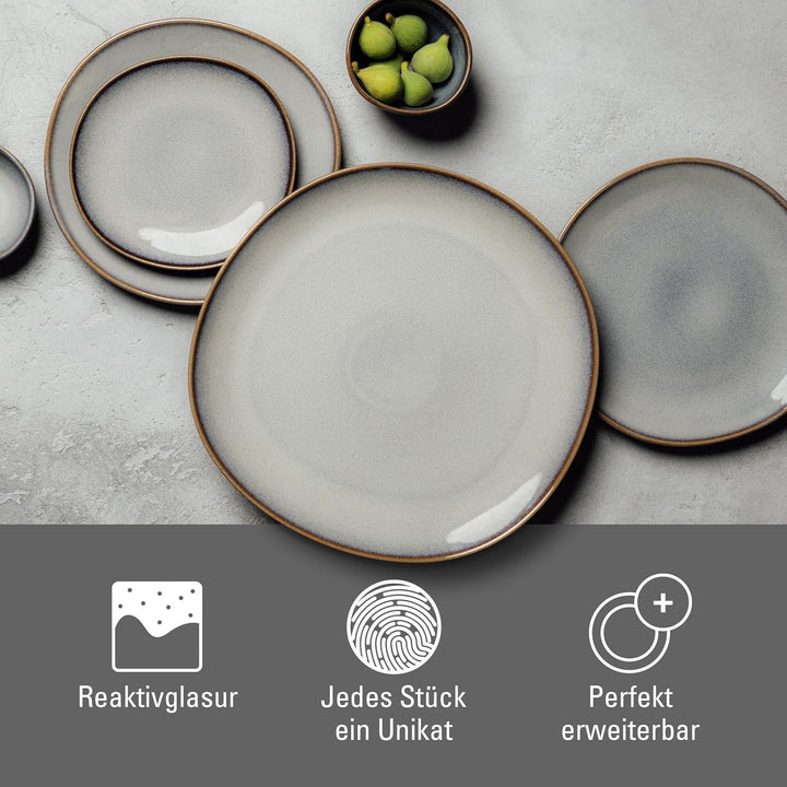 like. by Villeroy & Boch – Lave beige Servierplatte 32x31,5x3 cm, Servierplatte beige, Steingut, mik