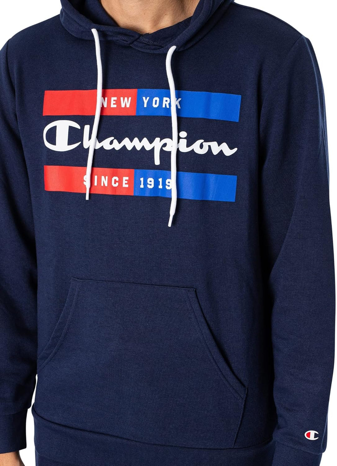 Champion Herren Legacy Graphic Shop Authentic Powerblend Terry Box Logo Kapuzenpullover L Marineblau