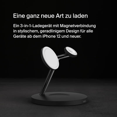 Belkin drahtloses MagSafe 3-in-1-Ladegerät, MagSafe ladestation 15 W, schnelles Laden für das iPhone