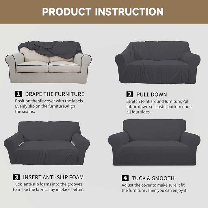 Ystyle Sofa überzug 3 Sitzer Mit Armlehne, Stretch Sofabezug rutschfest, Modern Sofa Cover Für Hunde