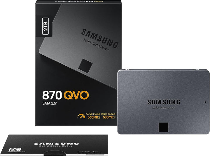 Samsung 870 QVO SATA III 2,5 Zoll SSD, 2 TB, 560 MB/s Lesen, 530 MB/s Schreiben, Interne SSD, schnel