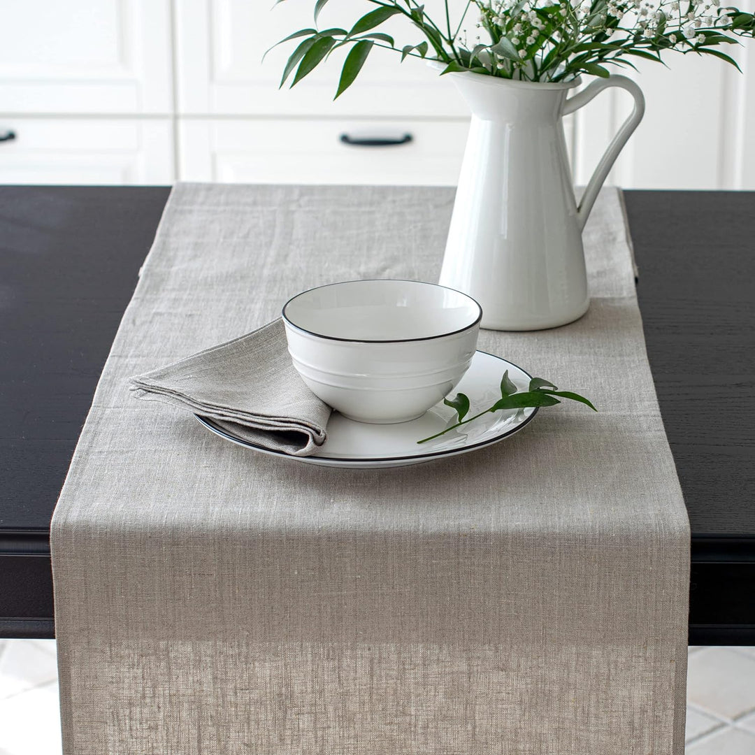 Varvara Home Leinen Tischläufer | Läufer | Tischband | Tischtuch | Farbe Natur Braun - 45x150 cm 145