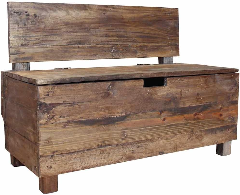 vidaXL Sitzbank mit Staufach Handgefertigt Holzbank Truhenbank Sitztruhe Bank Aufbewahrungstruhe Spi