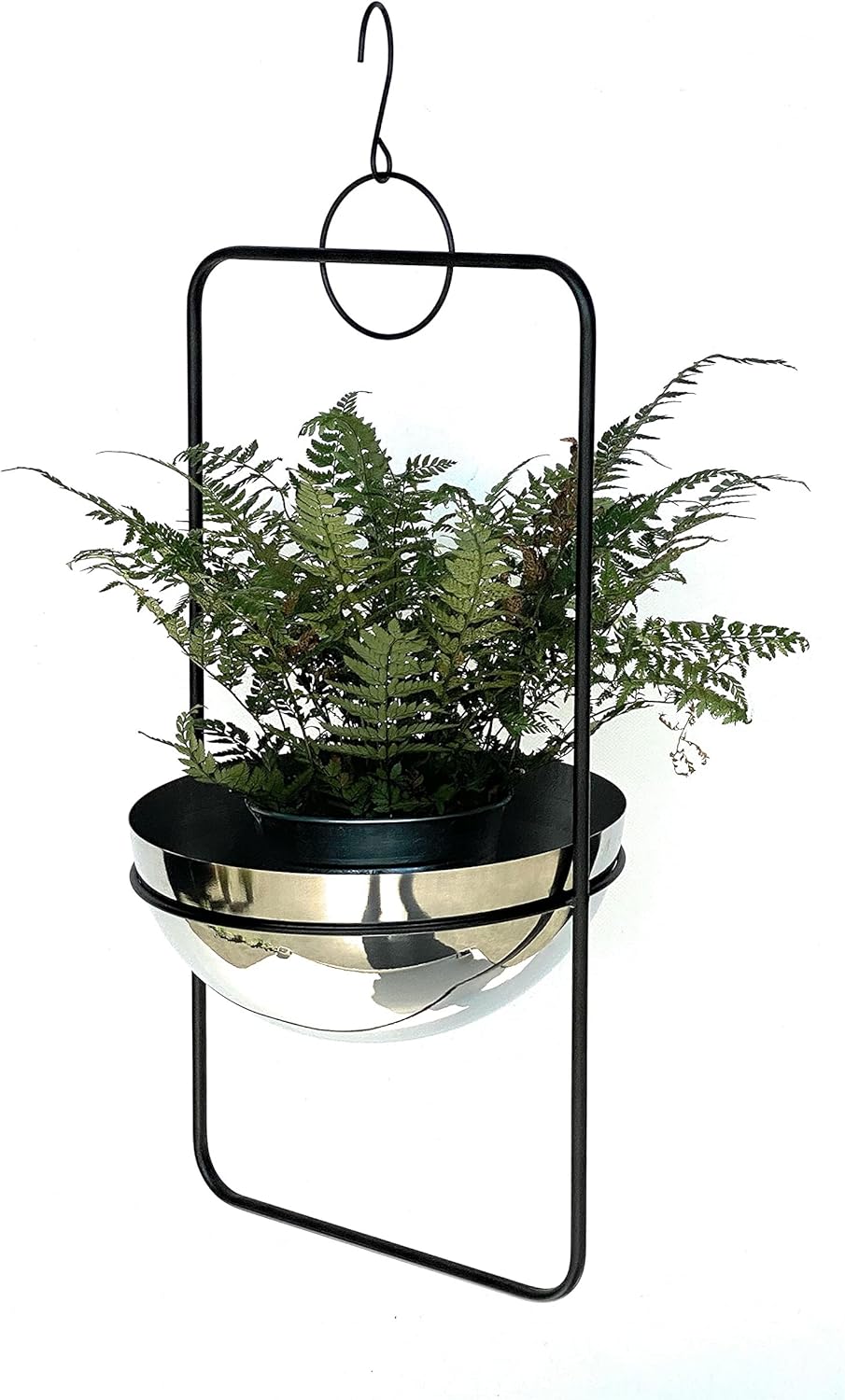 DanDiBo Blumenampel Innen Metall Wand Hängepflanzen 67 cm 96083 L mit Topf Silber Pflanzenhänger Blu