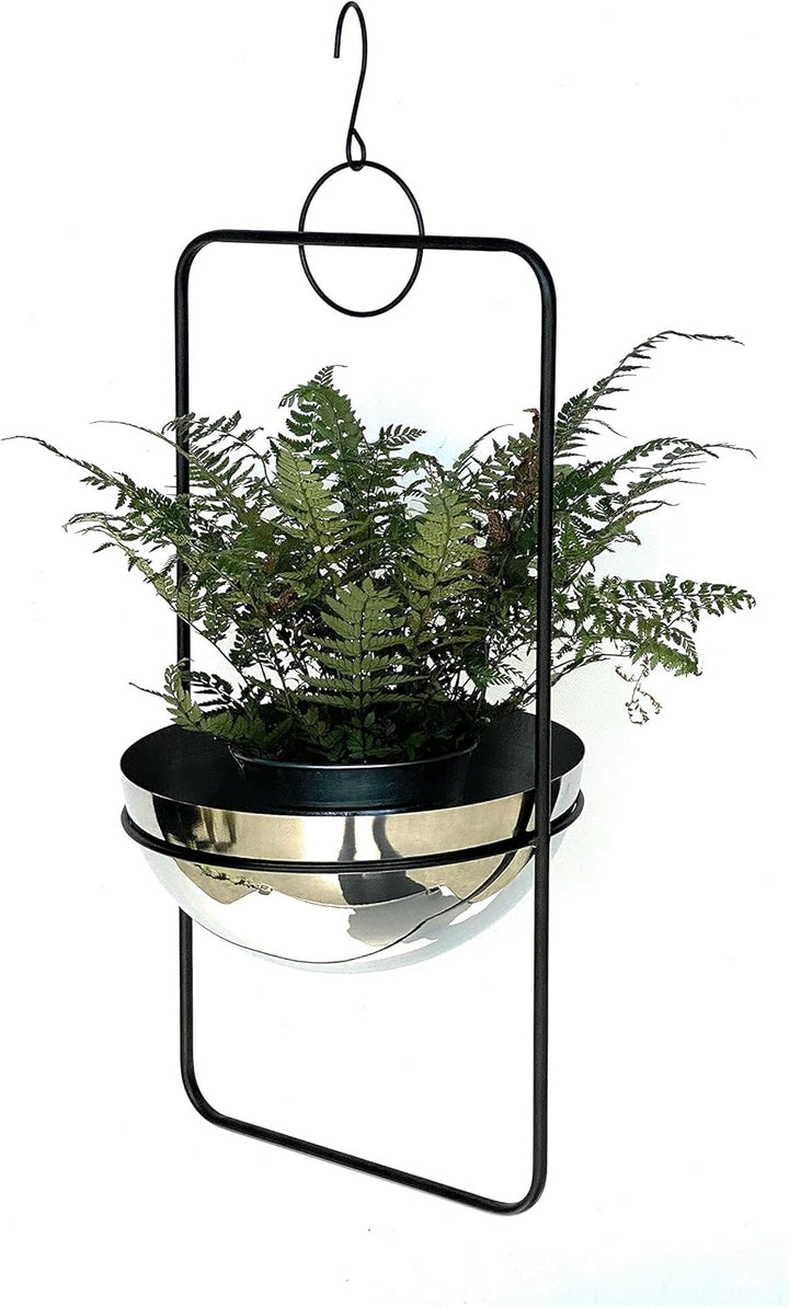 DanDiBo Blumenampel Innen Metall Wand Hängepflanzen 67 cm 96083 L mit Topf Silber Pflanzenhänger Blu