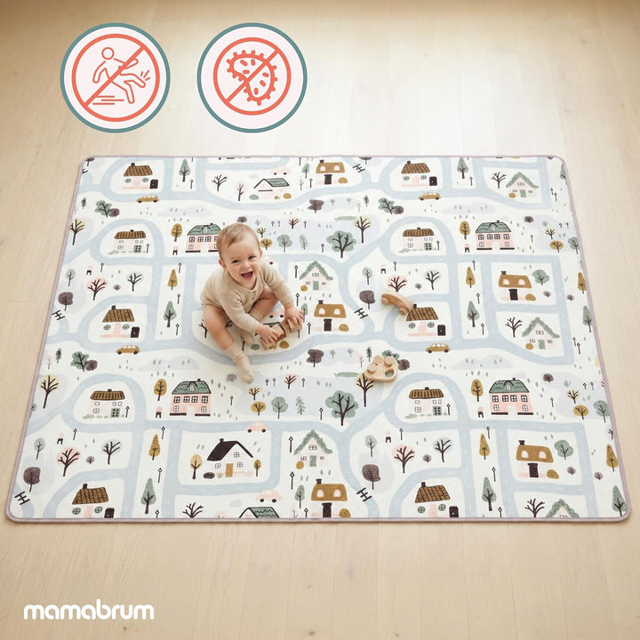 Mamabrum XPE Spielmatte für Babys und Kinder 180 x 150 cm, Doppelseitig, 1,5 cm Beżowy, Beżowy