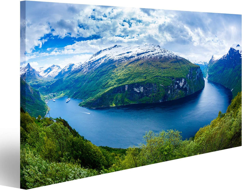 Bild Bilder auf Leinwand Geiranger Fjord schöne Natur Norwegen Wandbild, Poster, Leinwandbild NCG 10