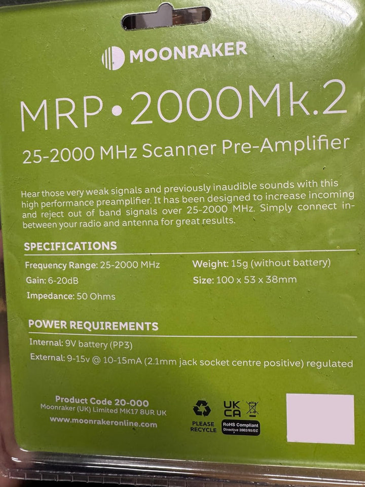 Vorverstärker, BNC 25–2000 MHz, Radios Audio Visuell, 1 x Menge – MRP-2000 MKII