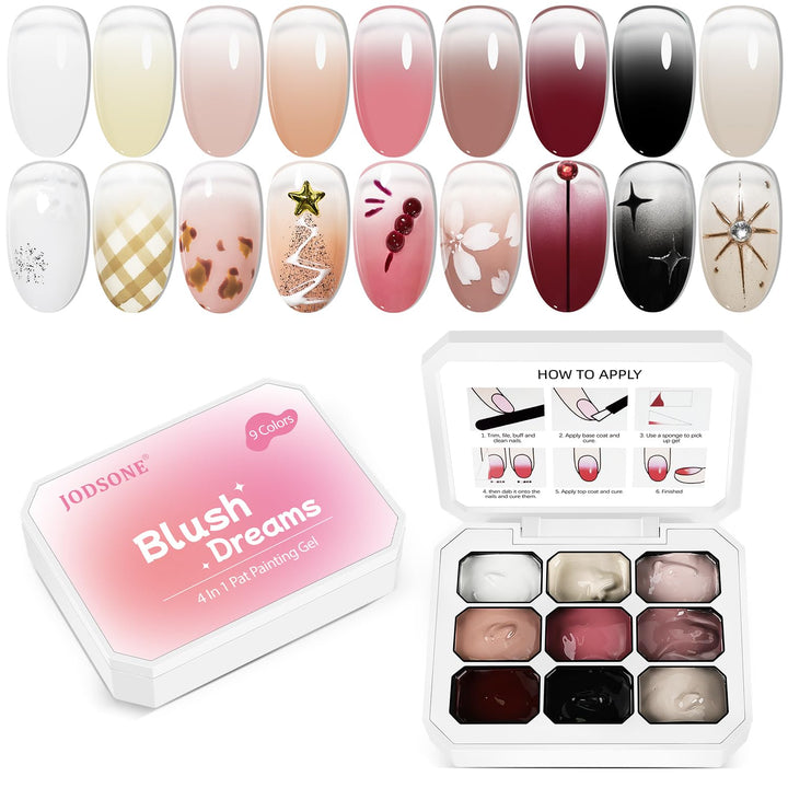 JODSONE 9 Farben Ombre-Nägel Farbverlaufsgel Blush Effect Gel Nagellack-Set Lackieren Nageldesign Ge