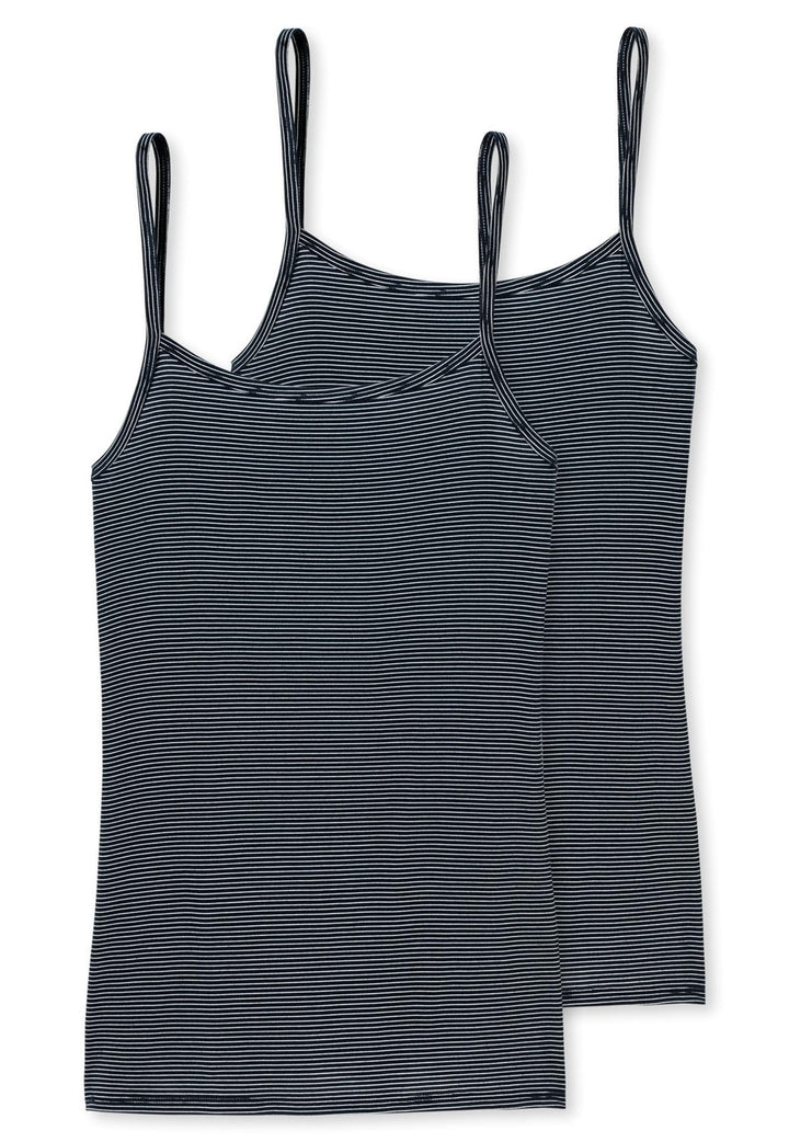 Schiesser Damen 2 PACK Spaghettitop Unterhemd - Modal Essentials 48 Nachtblau, 48 Nachtblau