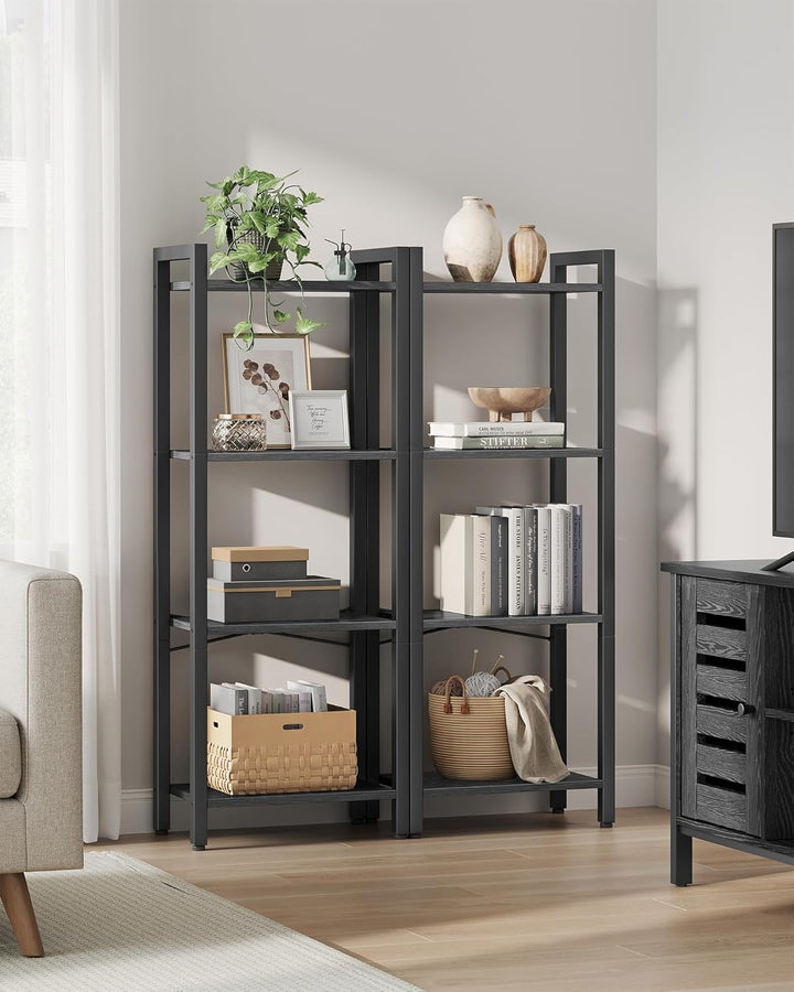 VASAGLE Regal, Bücherregal, Standregal, DVD-Regal, mit 4 Ebenen, Büroregal, offene Ablagen, für Büro