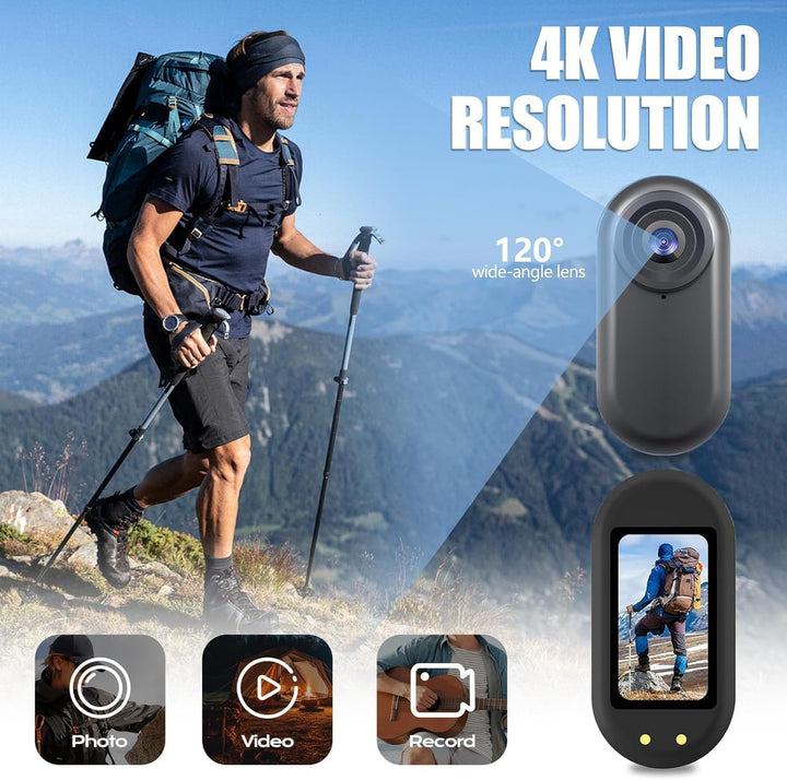 Mini Action Cam 1080P,Action Camera,Tragbare Kamera mit 360° Drehbarem Clip und Magnetclip,Mini K-Am