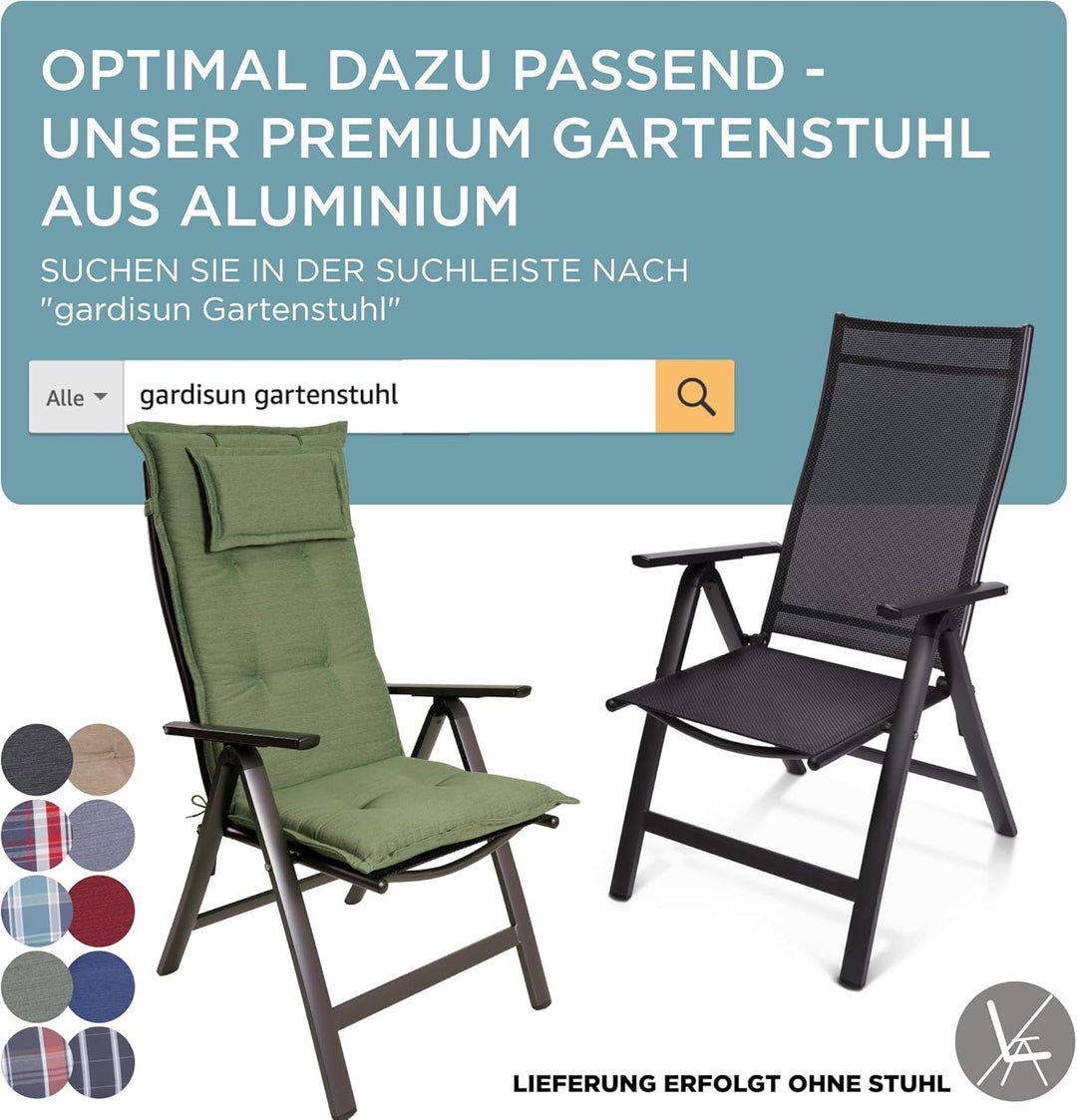 gardisun Gartenstuhlauflagen Hochlehner mit Kopfteil I Extra Dicke Sitzauflagen I Made in Europe I P