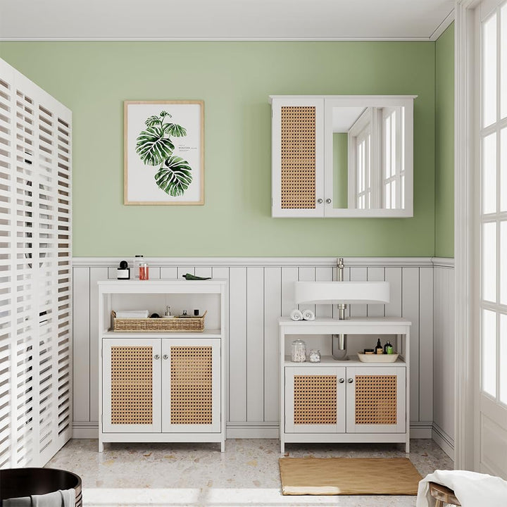 Vicco Midischrank Rosario, Weiss, 60 x 80 cm mit Türen und offenem Fach Sideboard, Sideboard