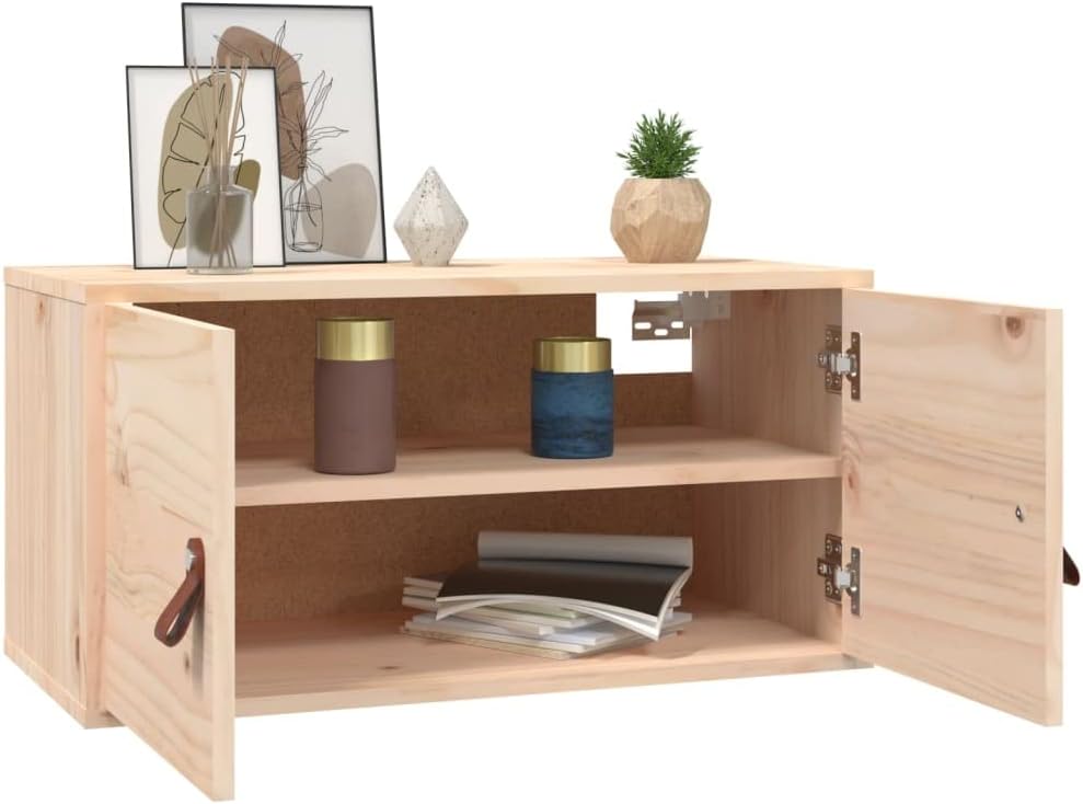 WIFESE 60x30x30 cm Wandschrank TV Schrank mit 2 Türen Hängeschrank Bücherregal Schweberegal Lagersch
