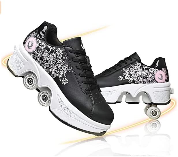 LDRFSE Schuhe mit Rollen, Rollschuhe Skateboard Schuhe Kinderschuhe Mit Rollen Skate Shoes Rollen Sc