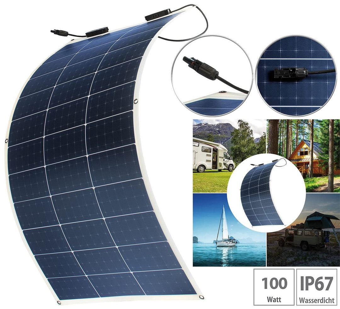 revolt Solarpanele für Zuhause: 2er-Set flexible monokristalline Solarmodule mit Anderson-Adapter (U