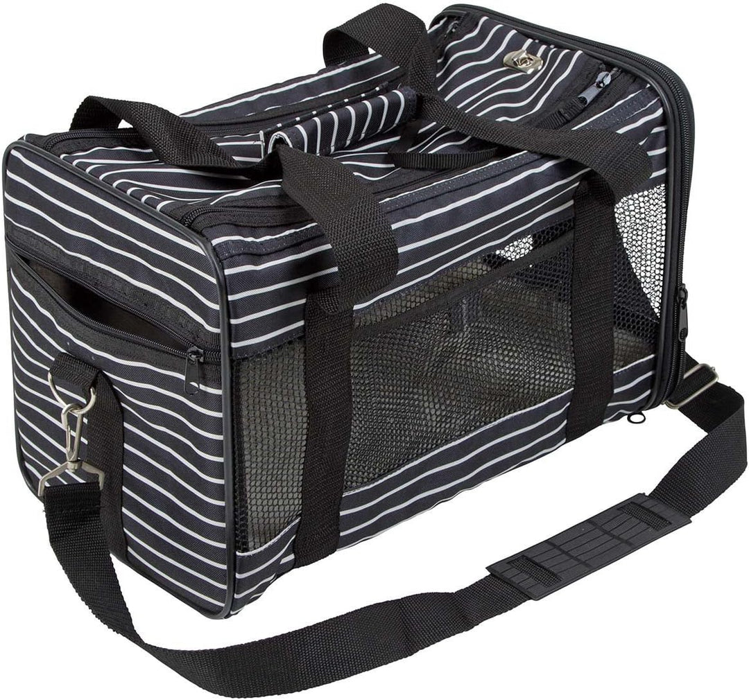 Kerbl Pet Tragetasche Cuba, Hundetasche, Transporttasche, schwarz, weiss, 40x26x28cm, Polyester, Hun