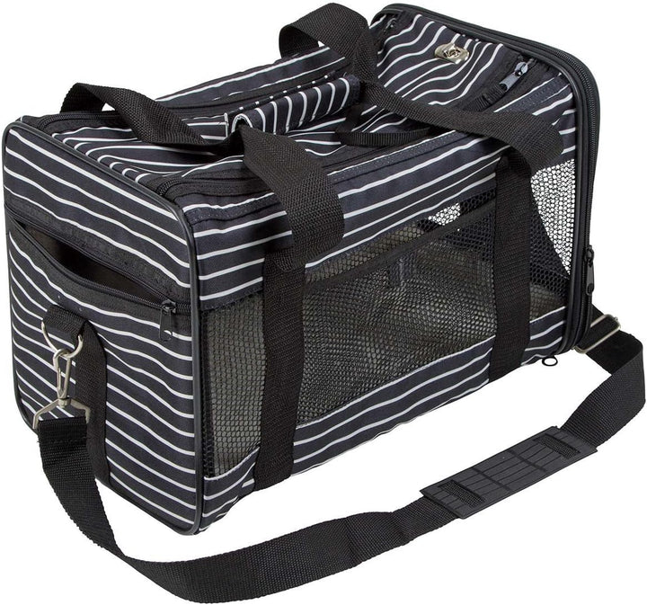 Kerbl Pet Tragetasche Cuba, Hundetasche, Transporttasche, schwarz, weiss, 40x26x28cm, Polyester, Hun