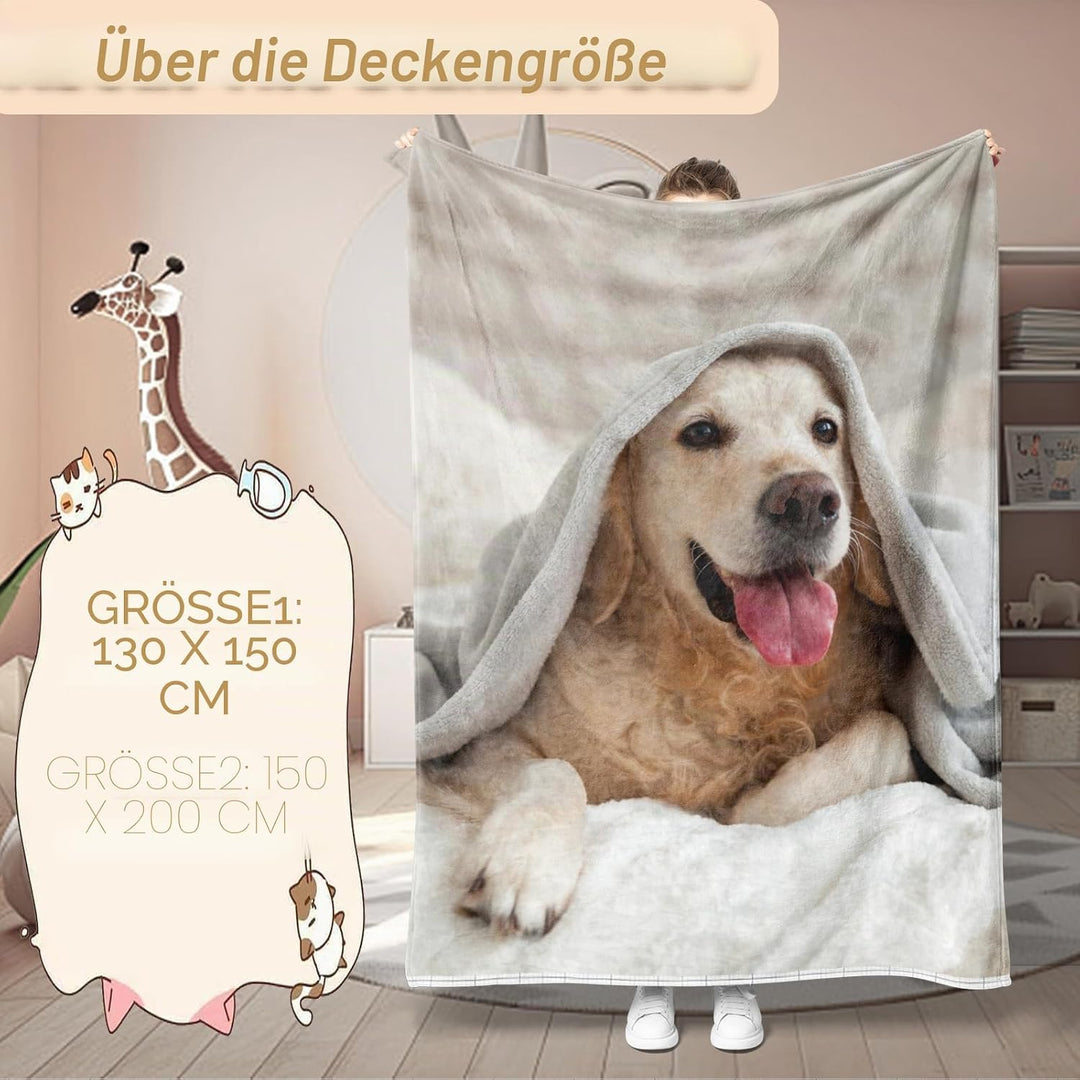Hund Bedruckt Kuscheldecke, Kinderdecke 3D Druck Tier Hund Flauschige Plüsch Decke,Wohndecke Fleece