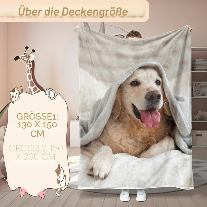 Hund Bedruckt Kuscheldecke, Kinderdecke 3D Druck Tier Hund Flauschige Plüsch Decke,Wohndecke Fleece