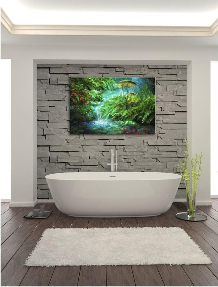 Pixxprint magischer Märchenwald Kunst Pinsel Effekt, Format: 100x70 auf Leinwand, 100x70