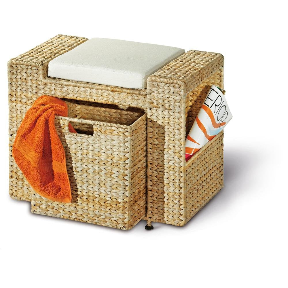 Sitztruhe rechteckig, hellbraun, T 59cm x B 33cm x H 45cm