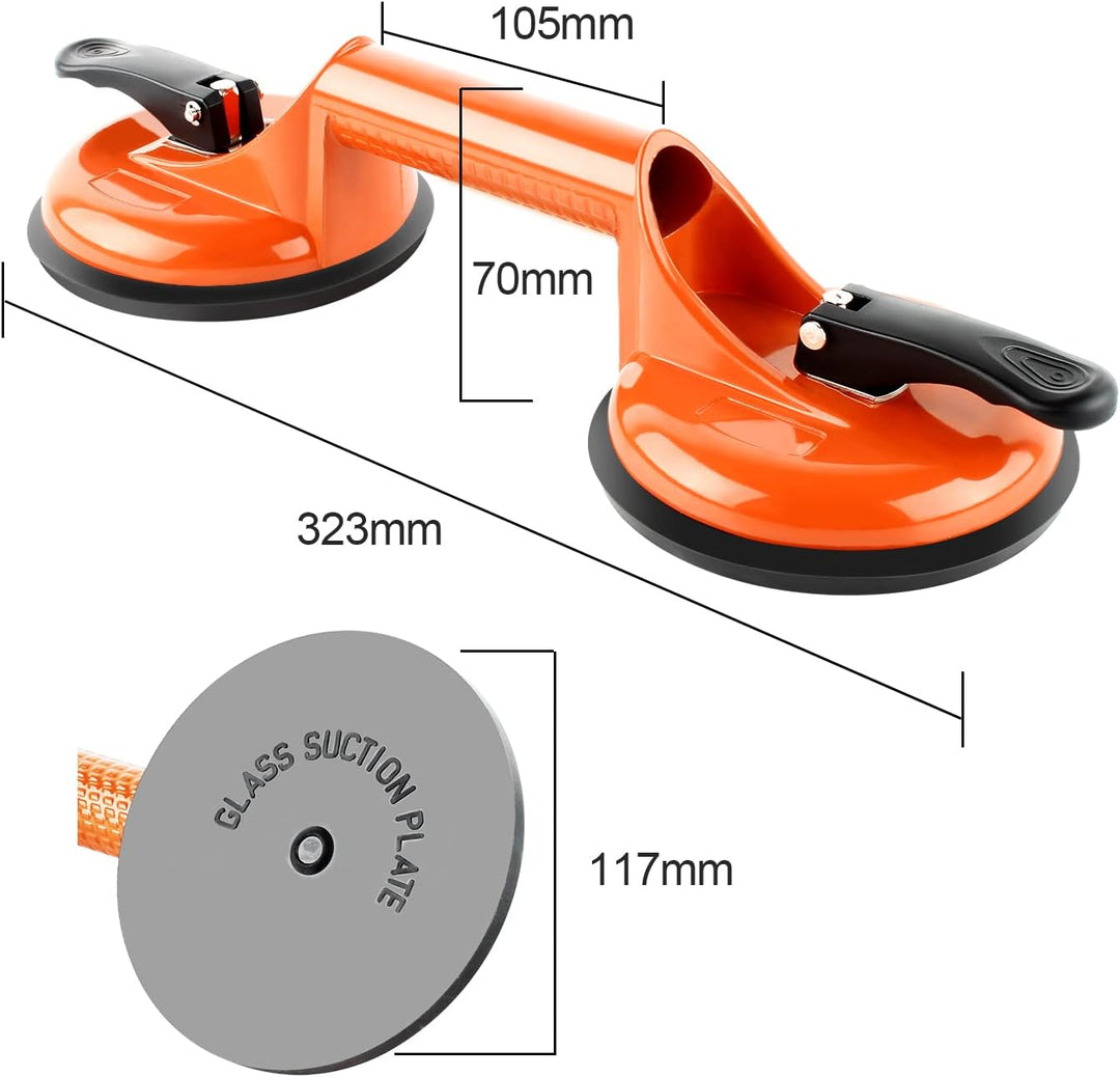 Forever Speed 2 Stück Glassauger Saugheber Aluminium Saugnapf 105kg Vacuum Lifter 118 mm Glas Saughe