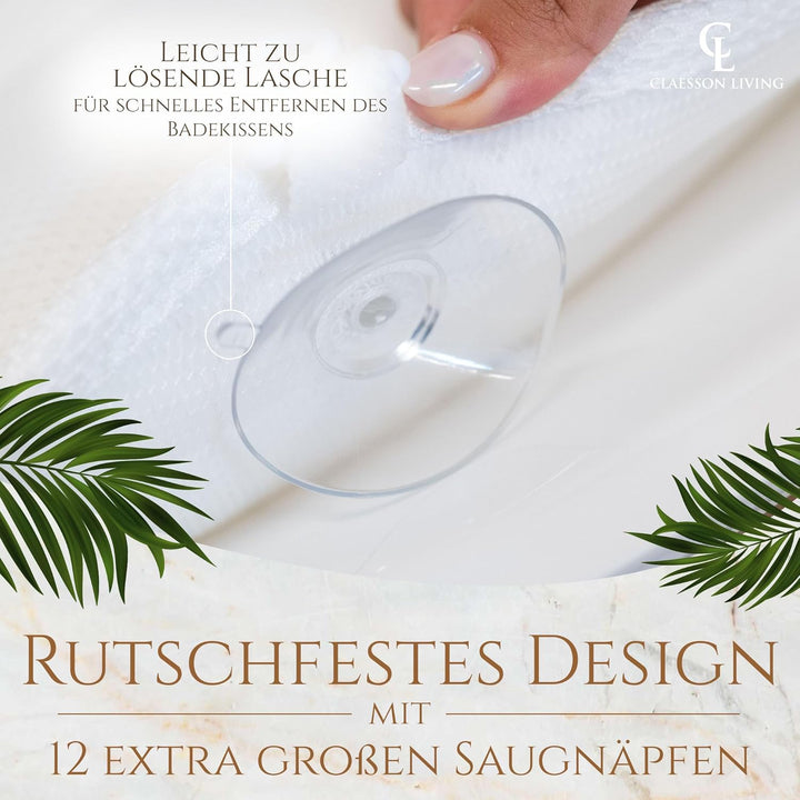Badewannenkissen Ganzkörper Badekissen (125x43cm) - Badewannenmatte mit Kopfstütze unterstützt Nacke