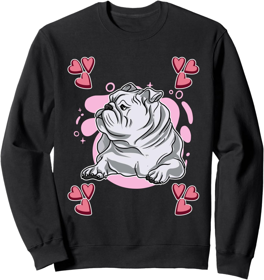 Damen Bulldoggen Zeichnung Mädchen Bulldoggen Sweatshirt